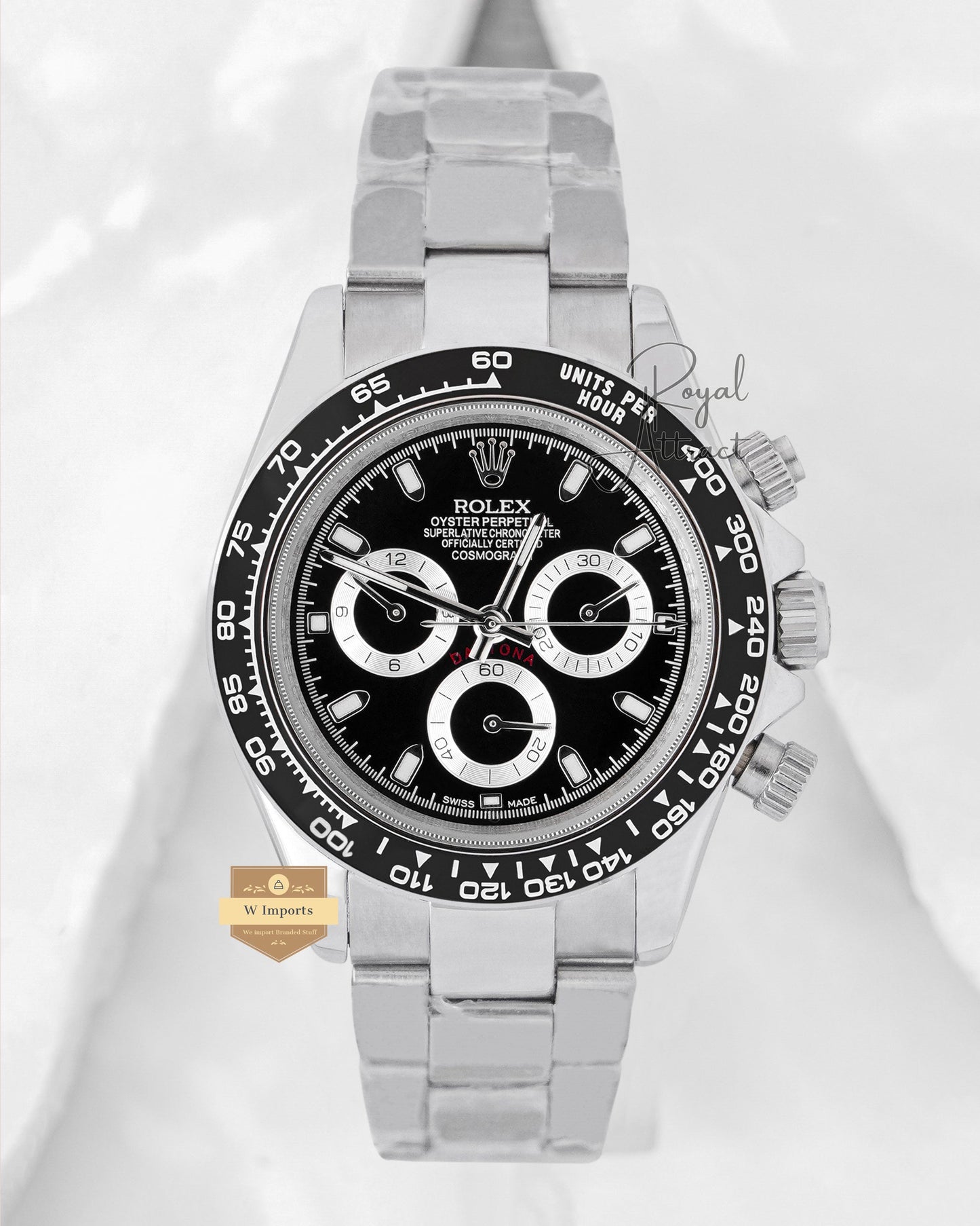 Latest Collection Chronograph 40 Silver With Black Dial Chain Watch V3 Factory