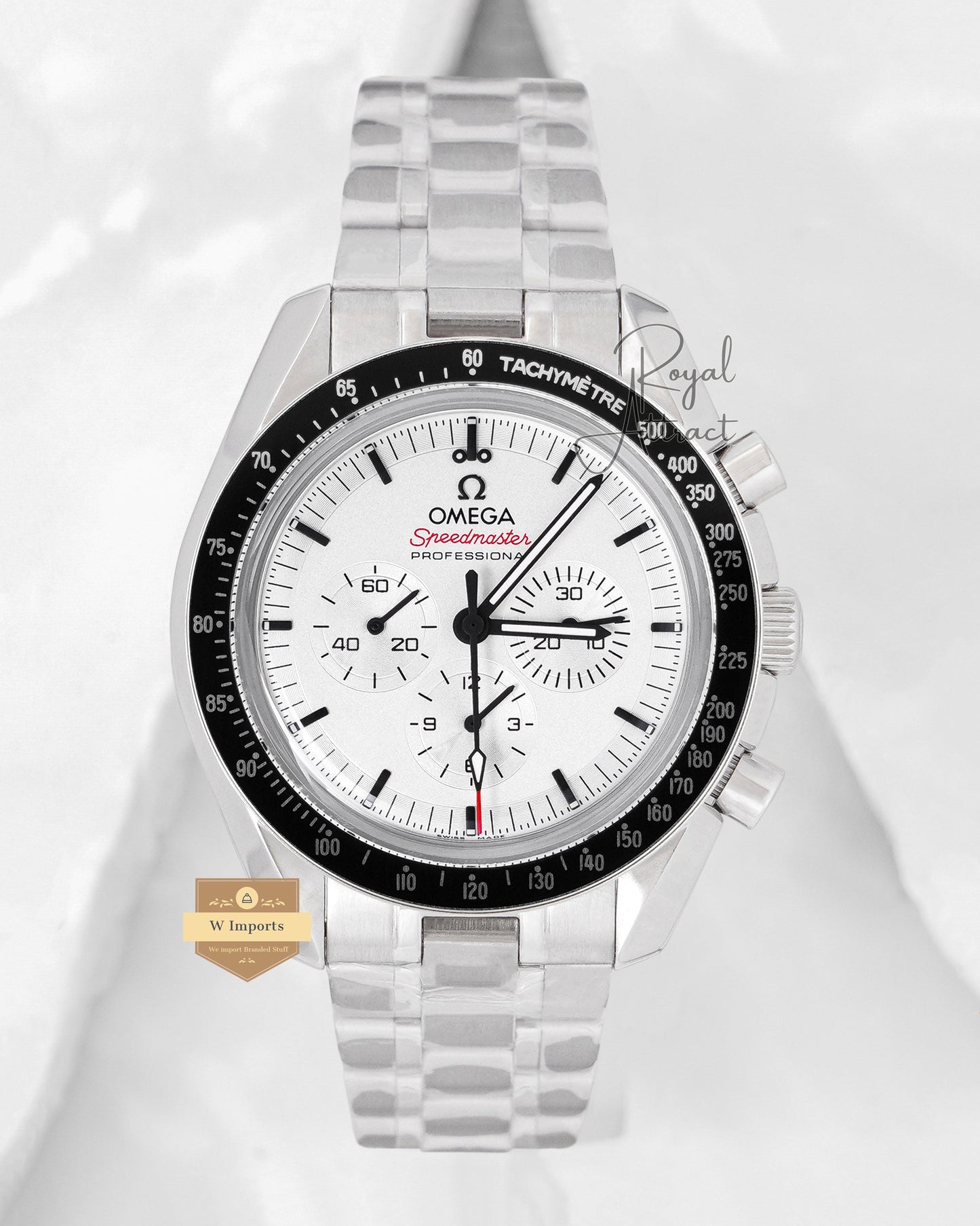 Premium Collection Chronograph Silver With White Dial Chain Watch For Men