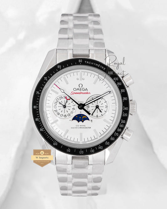 Premium Collection Moon Phase Silver With White Dial Chain Watch For Men