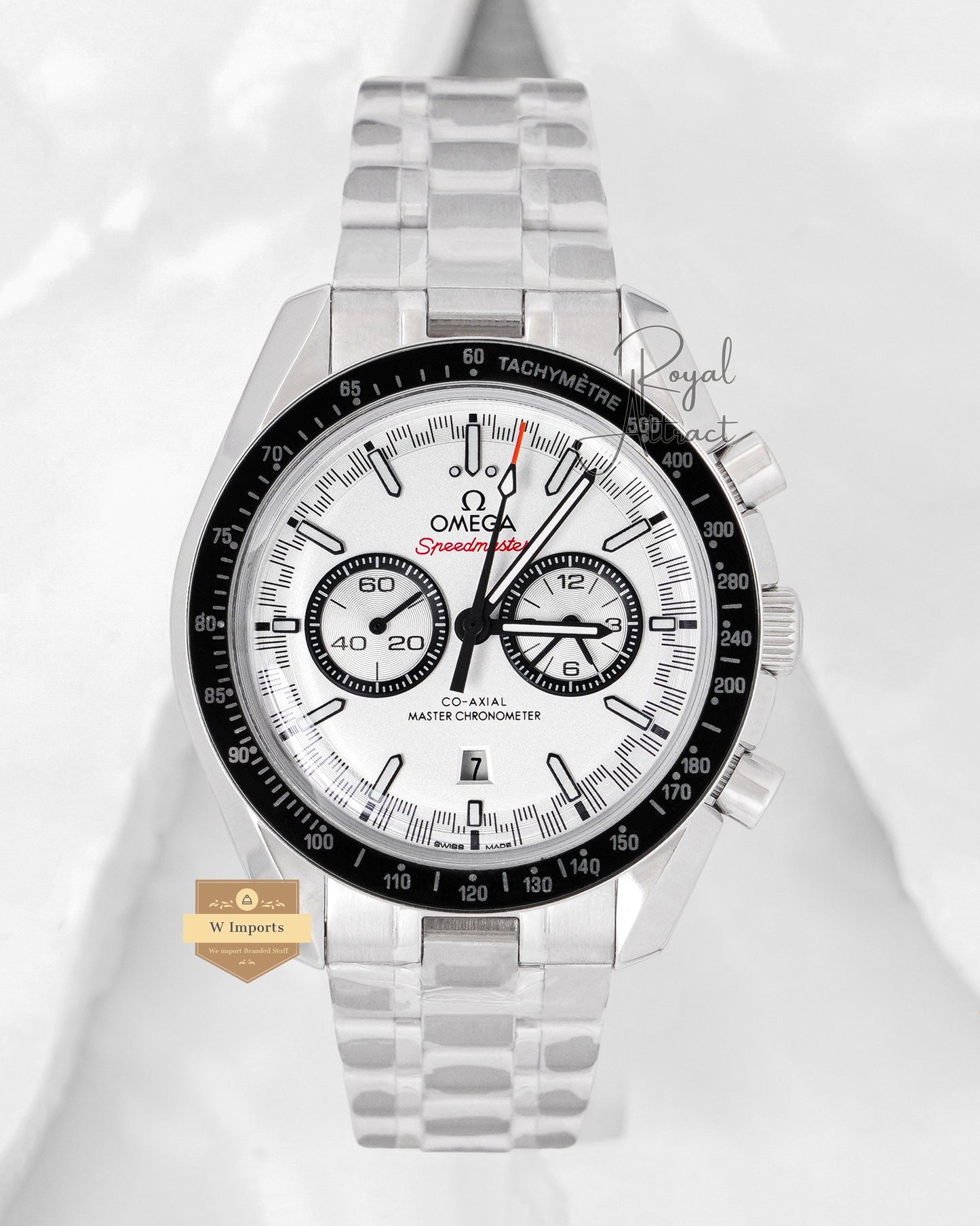 Premium Collection Chronograph Silver With White Dial Chain Watch For Men