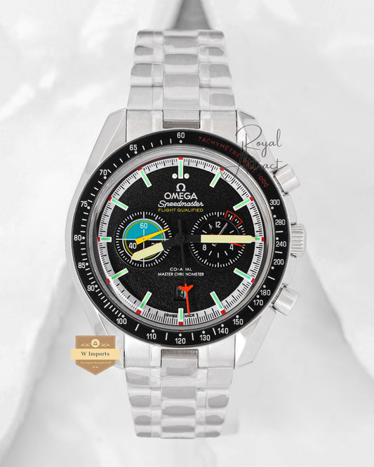 Premium Collection Chronograph Flight Silver With Black Dial Chain Watch For Men