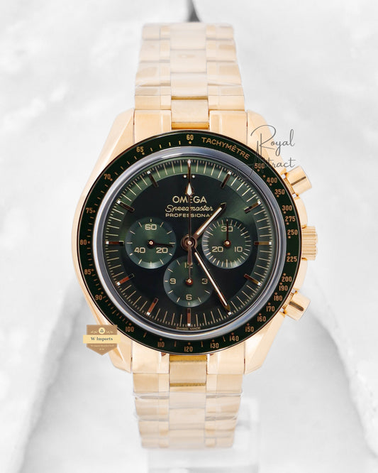 Premium Collection Chronograph Yellow Gold With Green Dial Chain Watch For Men