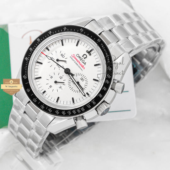 Premium Collection Chronograph Silver With White Dial Chain Watch For Men