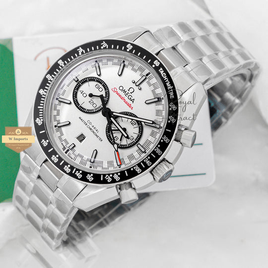 Premium Collection Chronograph Silver With White Dial Chain Watch For Men