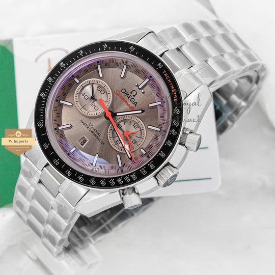 Premium Collection Chronograph Silver With Gray Dial Chain Watch For Men