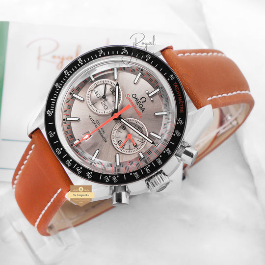 Latest Collection Silver Case With Peach Dial & Leather Strap