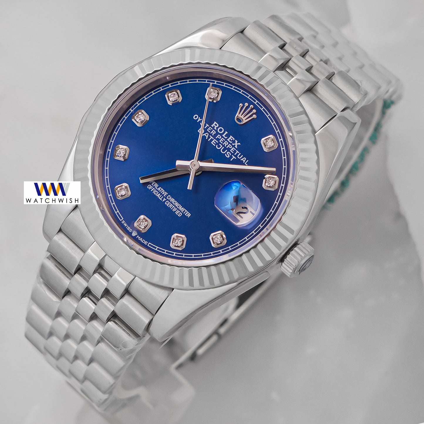 Latest Collection 41 Silver With Blue Dial & Fluted Bezel Automatic Watch Yn Factory