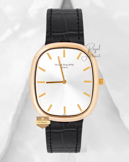 Latest Collection Yellow Gold Case With White Dial & Leather Strap