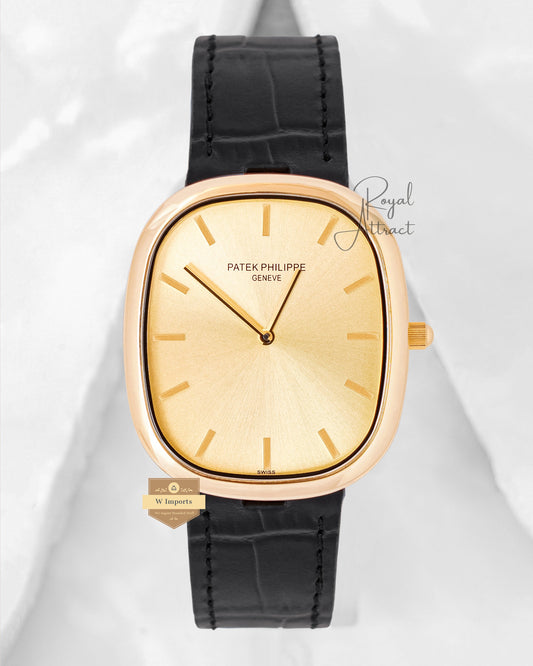 Latest Collection All Yellow Gold Case With Dial & Black Leather Strap