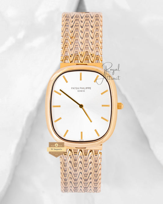 Latest Collection Square Yellow Gold With White Dial Chain Watch