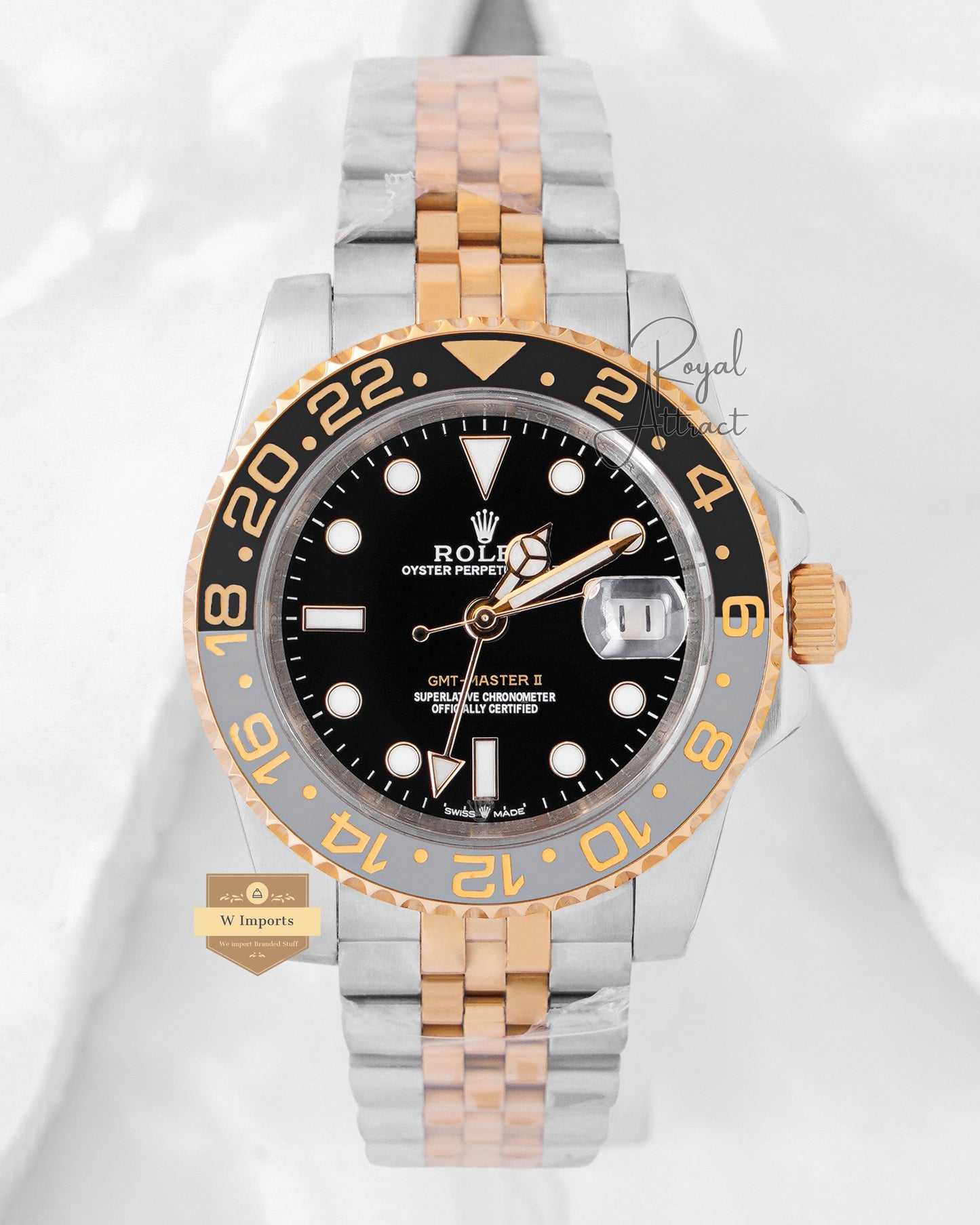 Latest Collection Gmt 40 Two Tone Yellow Gold With Black Dial & Bezel V3 Factory