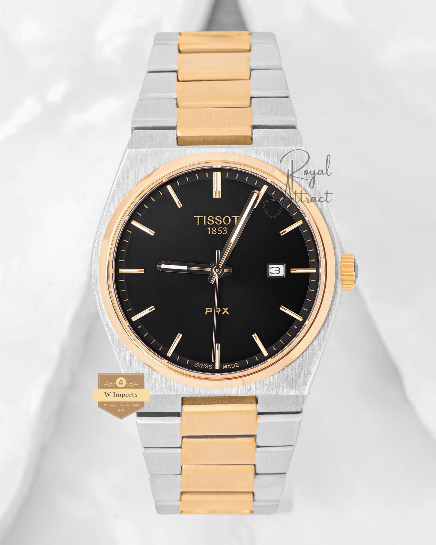 Latest Collection Prx Two Tone Yellow Gold With Black Dial Quartz Watch