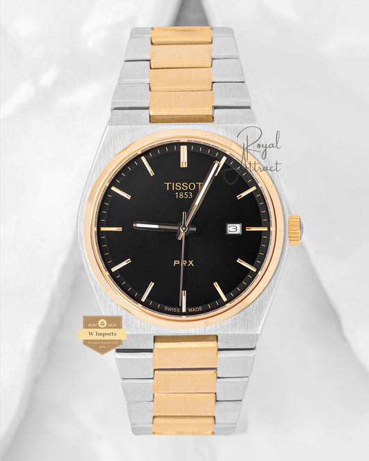 Latest Collection Prx Two Tone Yellow Gold With Black Dial Quartz Watch