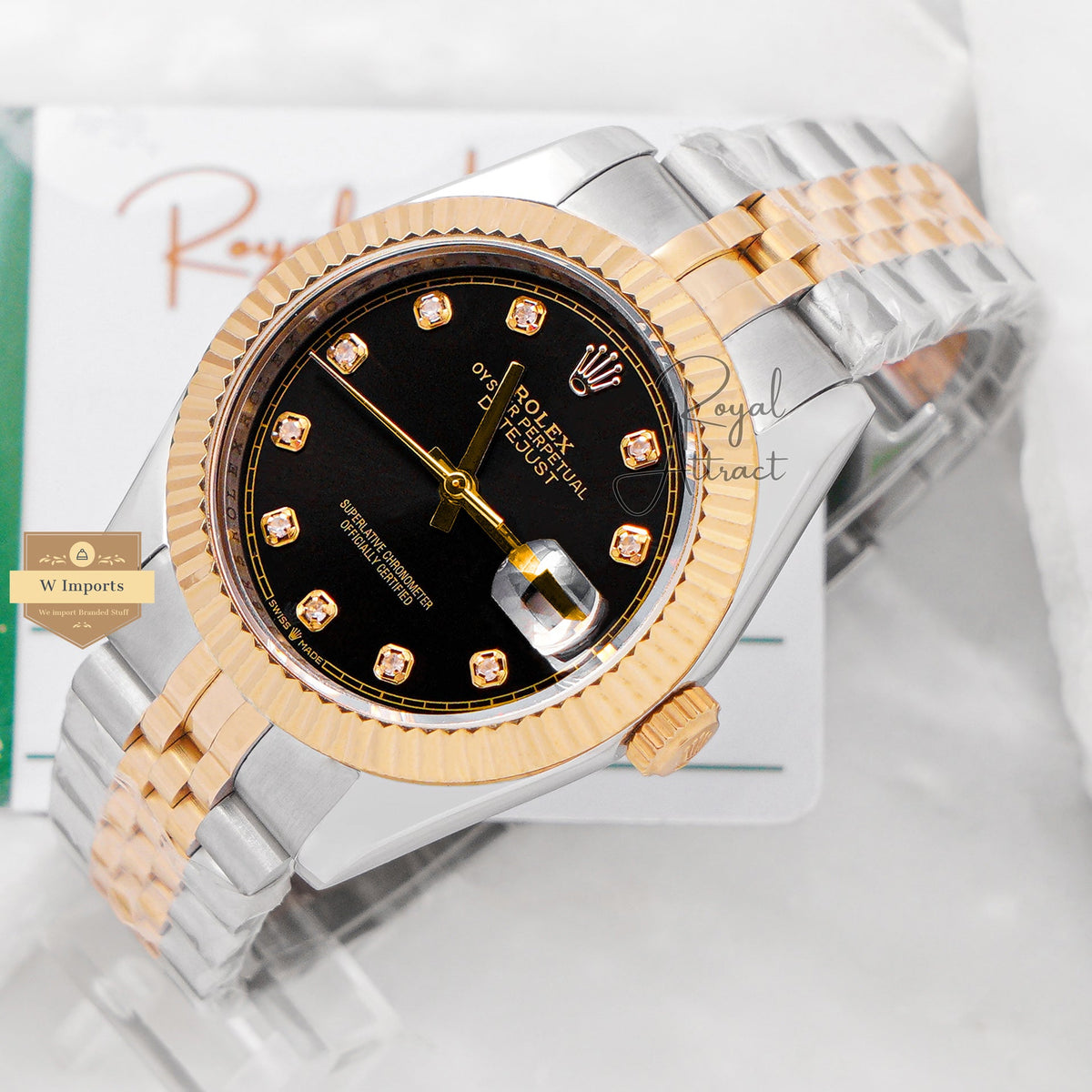 New Collection 40 Two Tone Yellow Gold With Black Dial Stone Index V3 Made