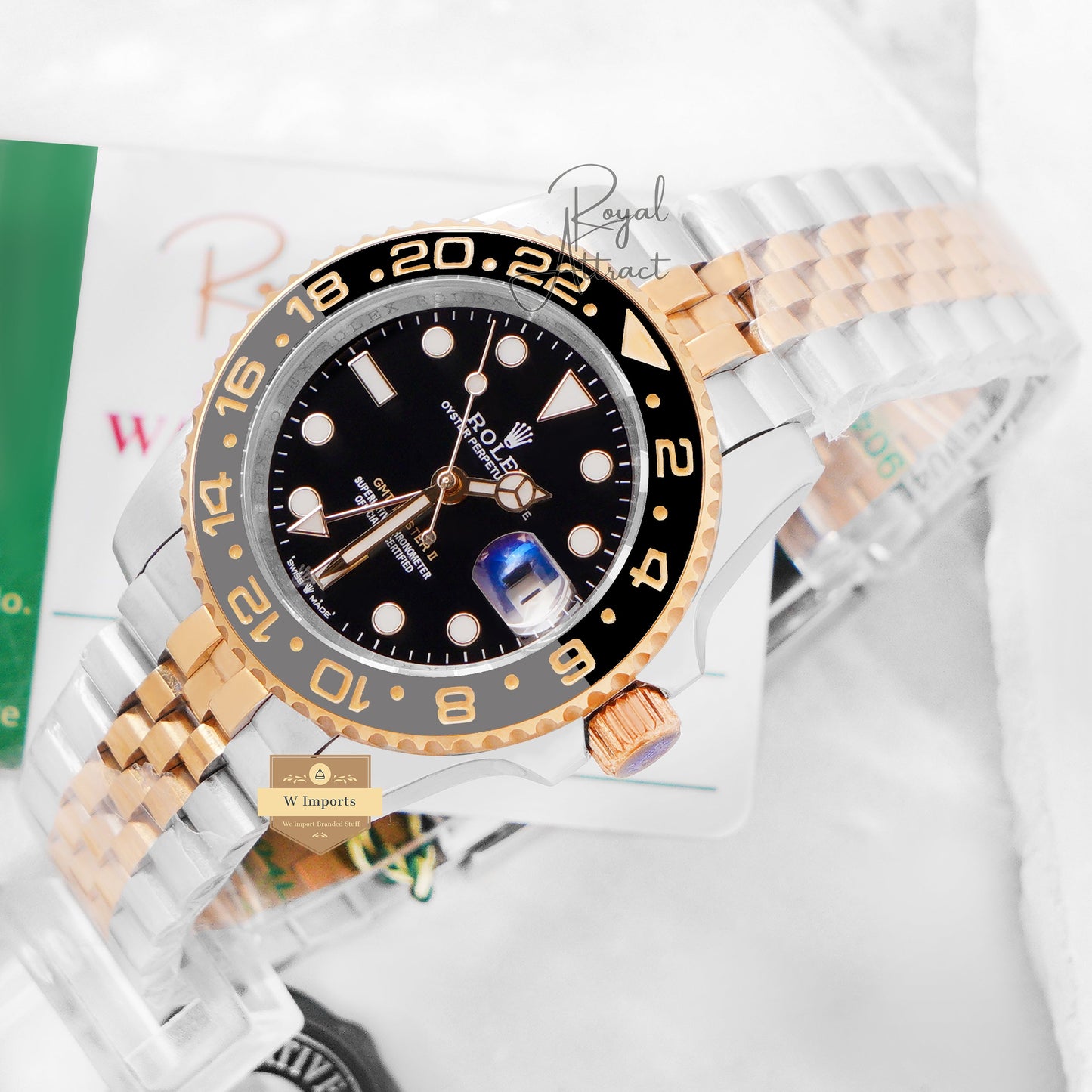 Latest Collection Gmt 40 Two Tone Yellow Gold With Black Dial & Bezel V3 Factory
