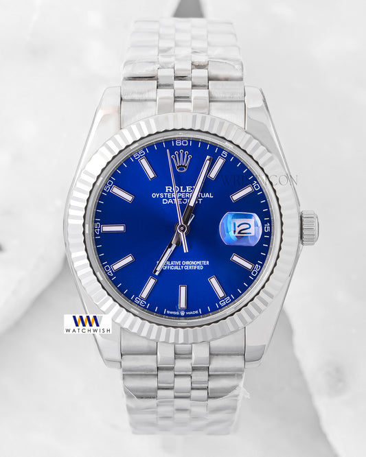 Latest Collection 41 Silver With Blue Dial & Fluted Bezel Automatic Watch YN Factory