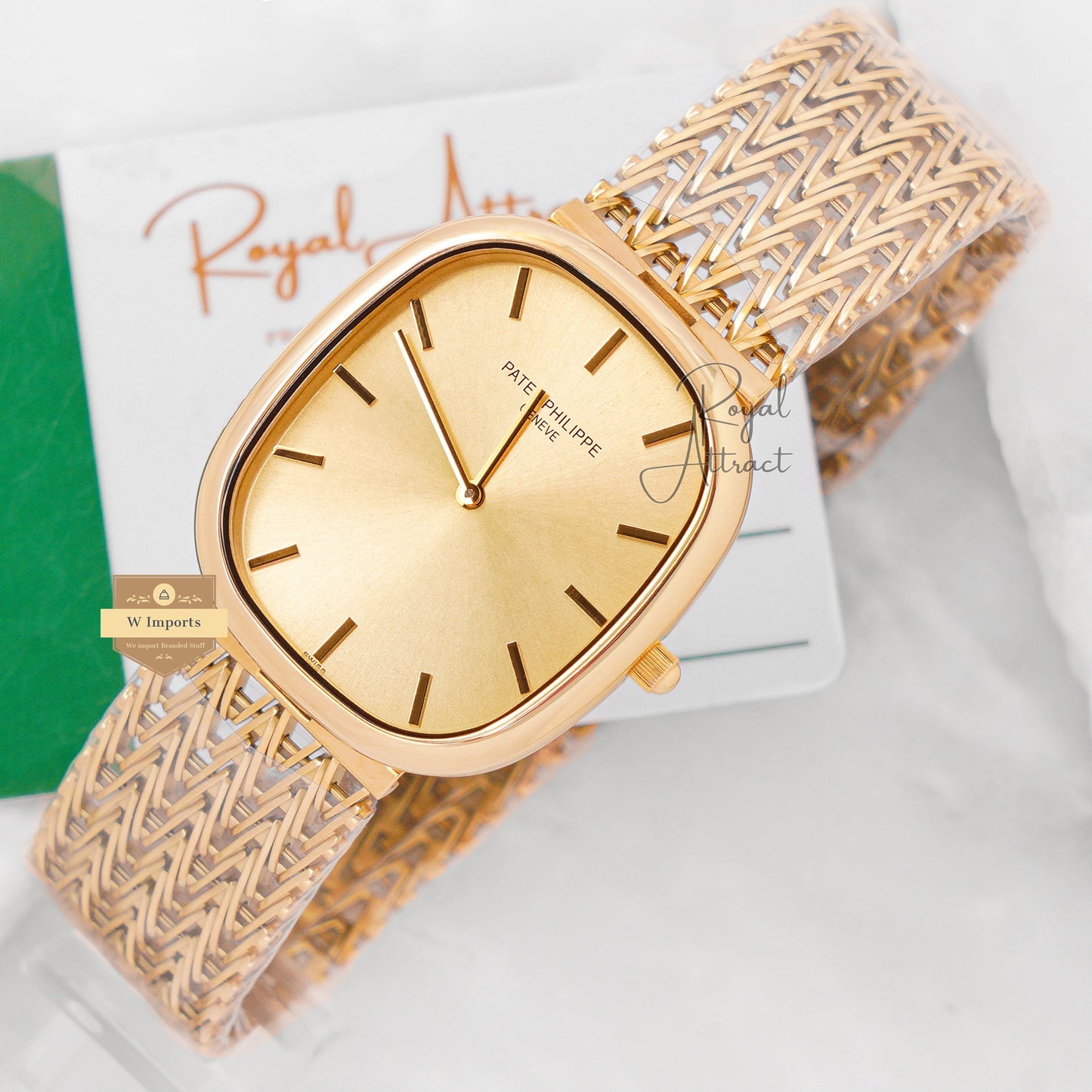 Latest Collection Square All Yellow Gold With Dial Chain Watch