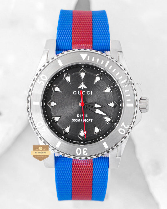 Latest Collection Silver Case With Black Dial & Blue Pvc Strap