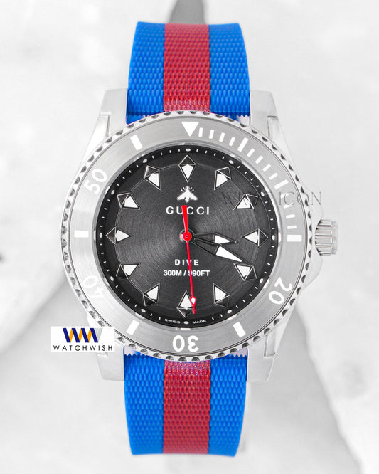 Latest Collection Silver Case With Black Dial & Blue Pvc Strap