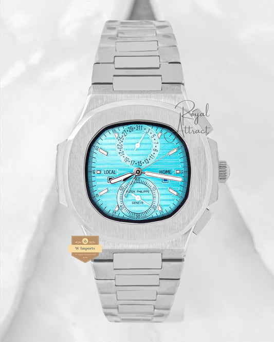 Latest Collection Chronograph Silver With Tiffany Blue Dial Automatic Watch