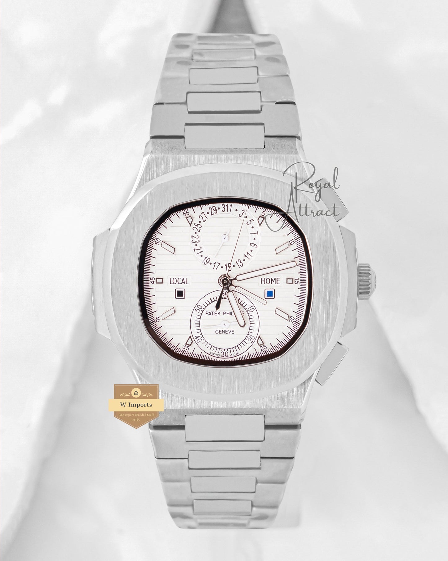 Latest Collection Chronograph Silver With White Dial Automatic Watch