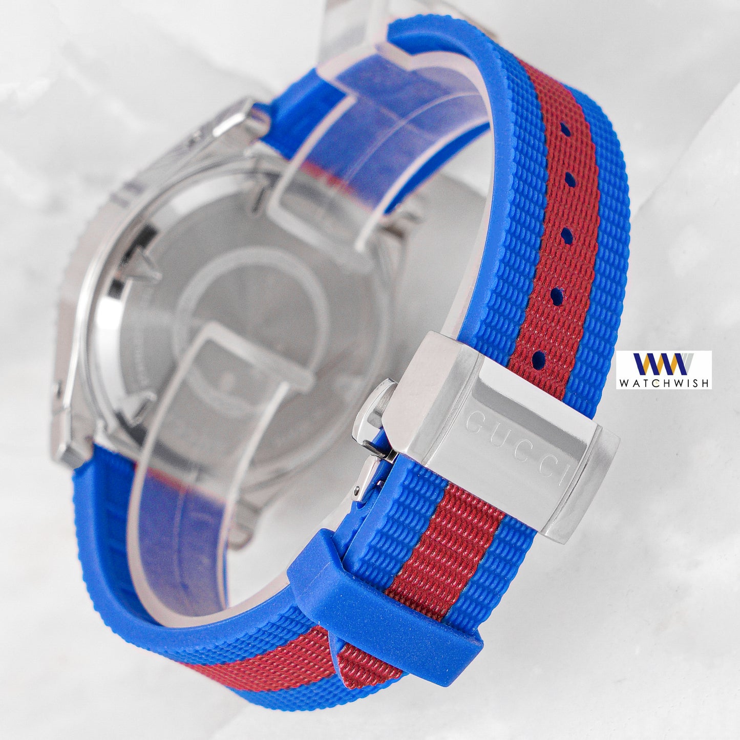 Latest Collection Silver Case With Black Dial & Blue Pvc Strap