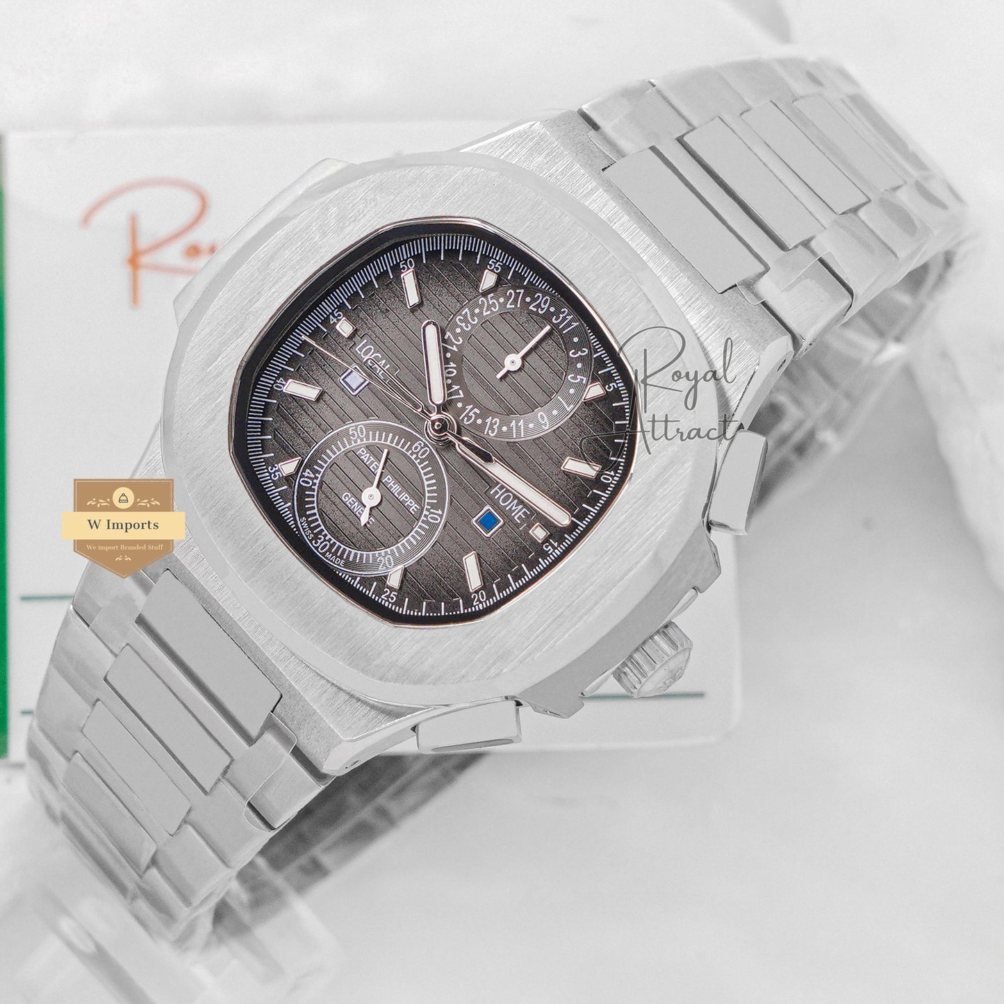 Latest Collection Chronograph Silver With Gray Dial Automatic Watch