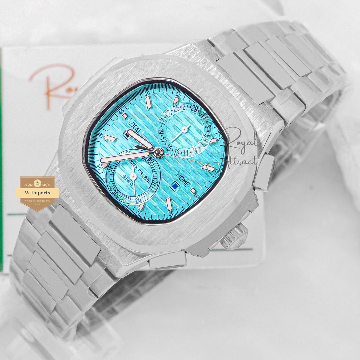 Latest Collection Chronograph Silver With Tiffany Blue Dial Automatic Watch