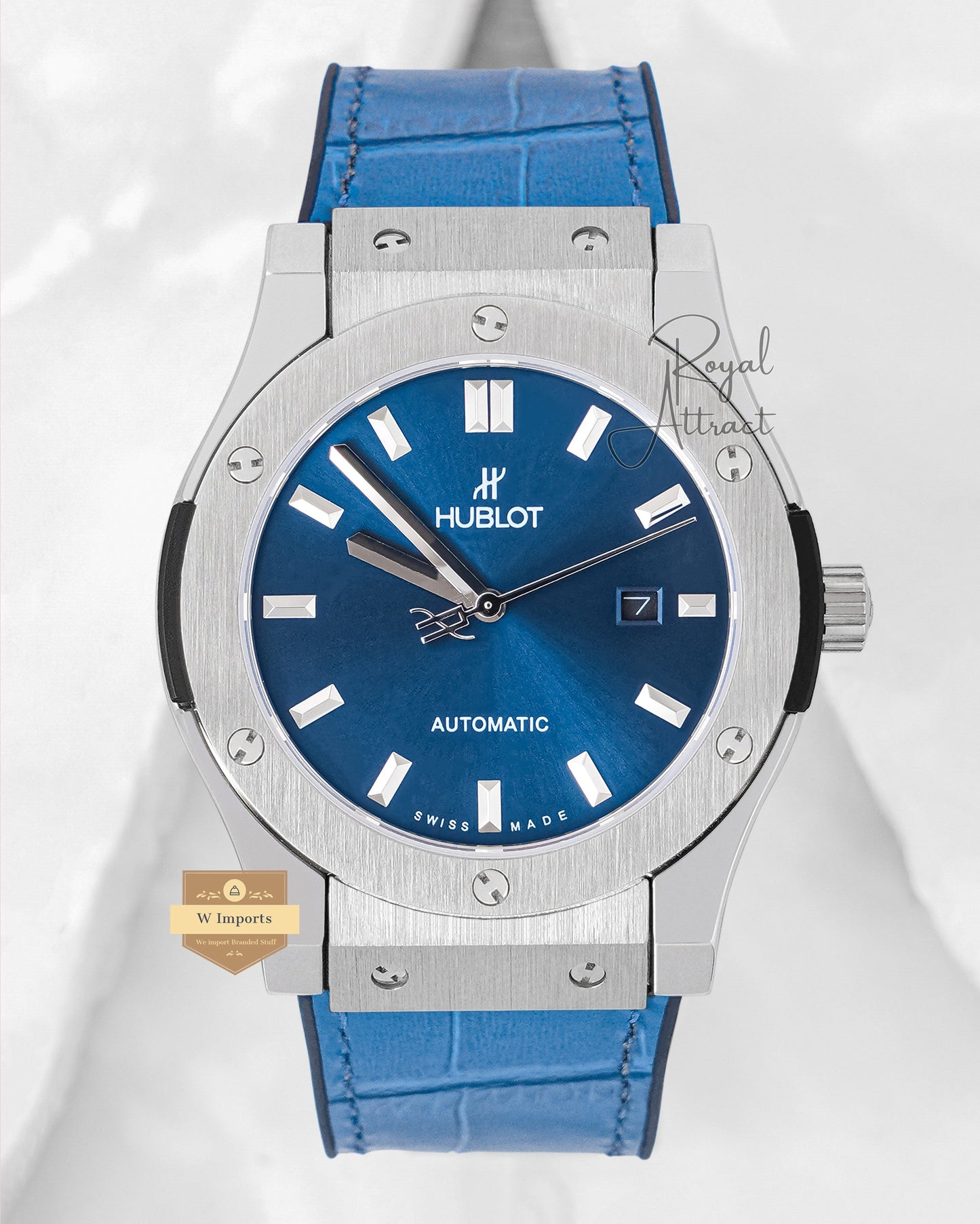 Latest Collection Silver Case With Blue Dial & Leather Strap