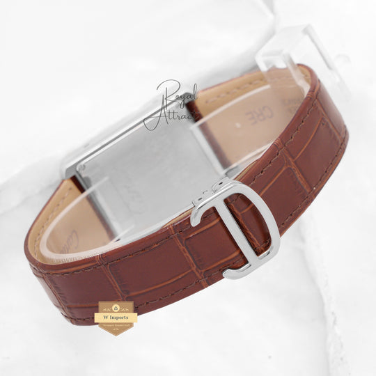 Latest Collection Silver Case With Peach Dial & Leather Strap