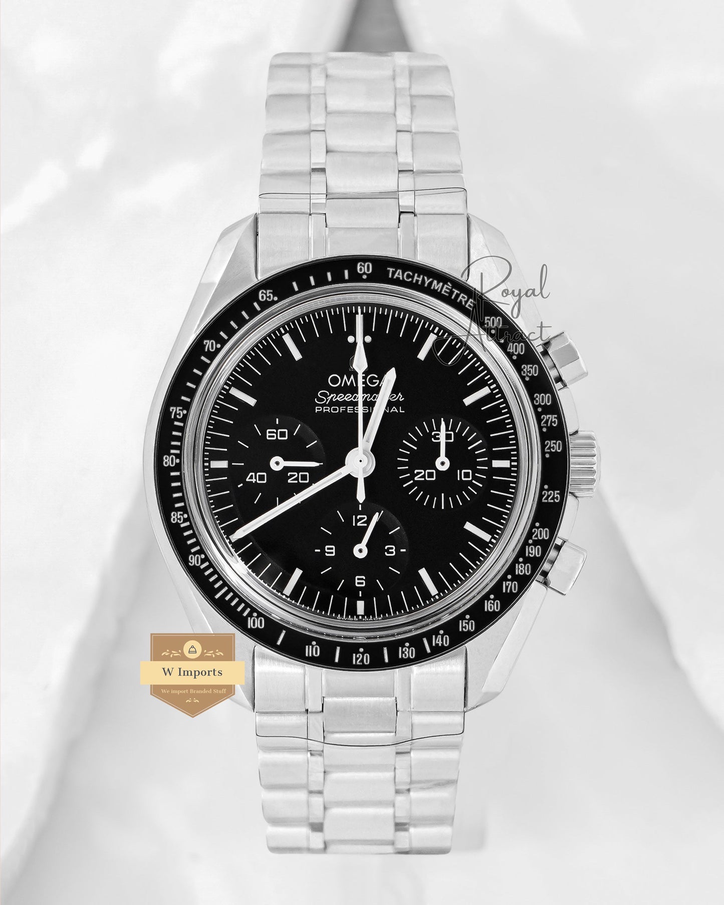Latest Premium Automatic Silver With Black Dial Chain Watch