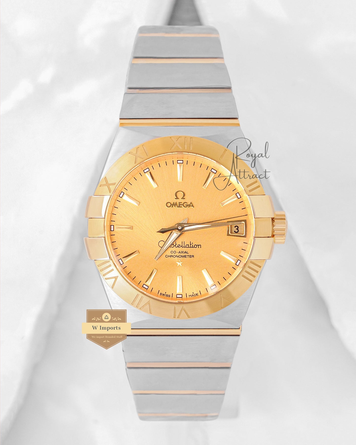 Latest Premium Automatic Collection Two Tone Yellow Gold With Dial Chain Watch