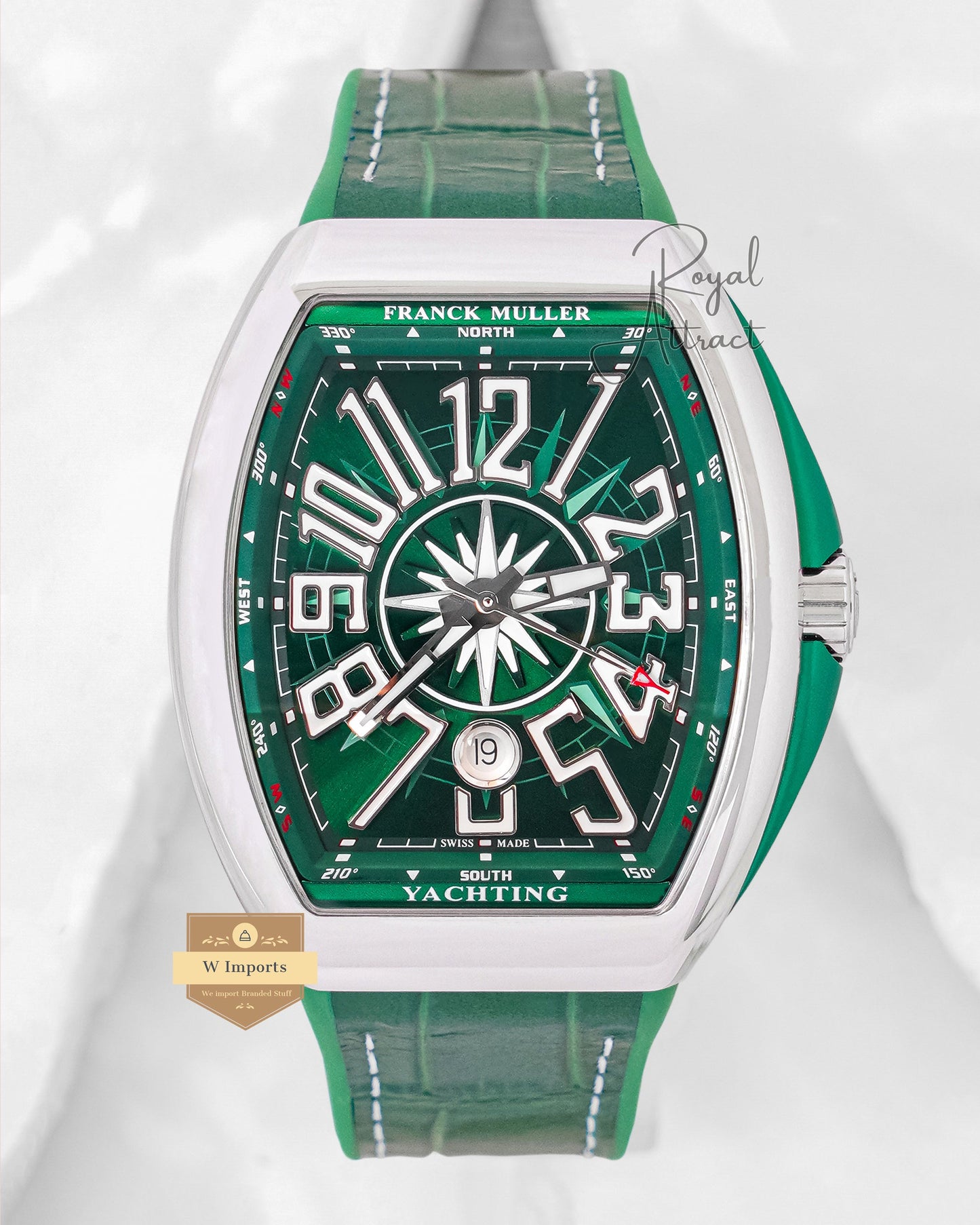 Latest Premium Collection Silver Case With Green Dial Leather Strap Automatic Watch
