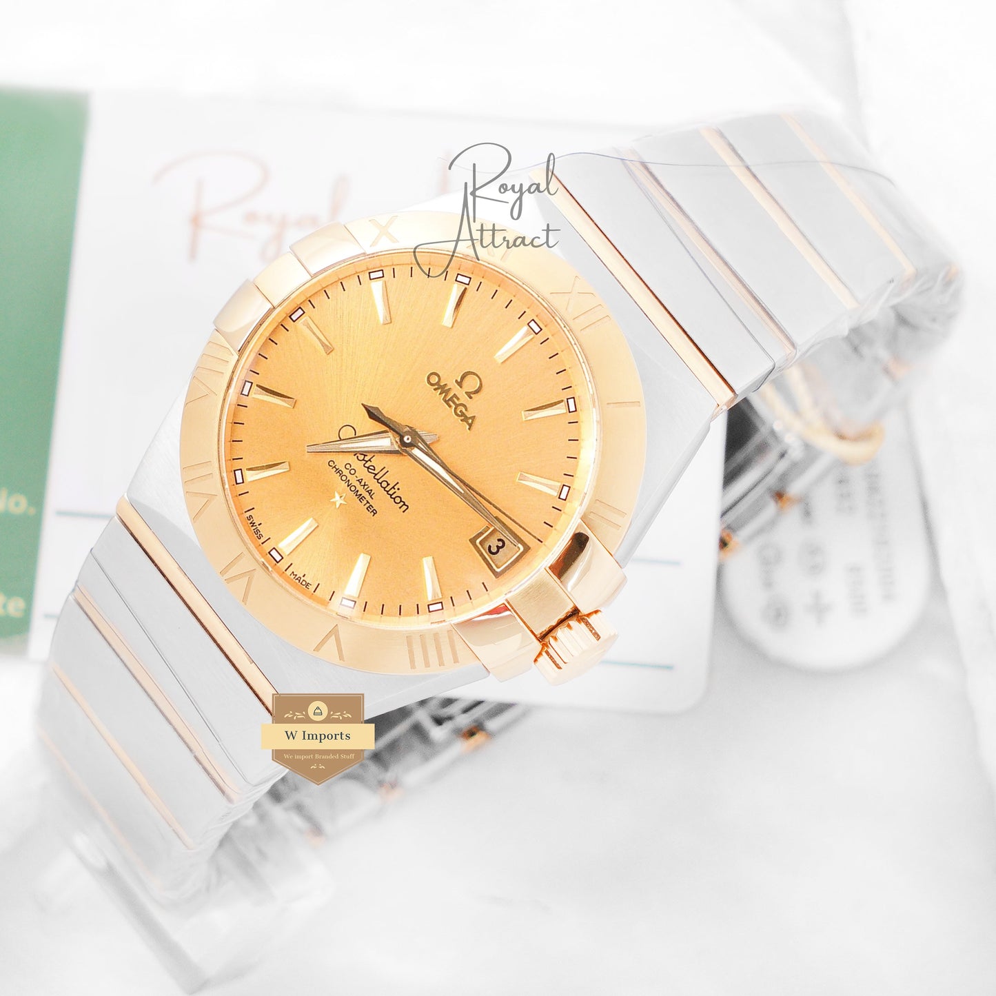 Latest Premium Automatic Collection Two Tone Yellow Gold With Dial Chain Watch