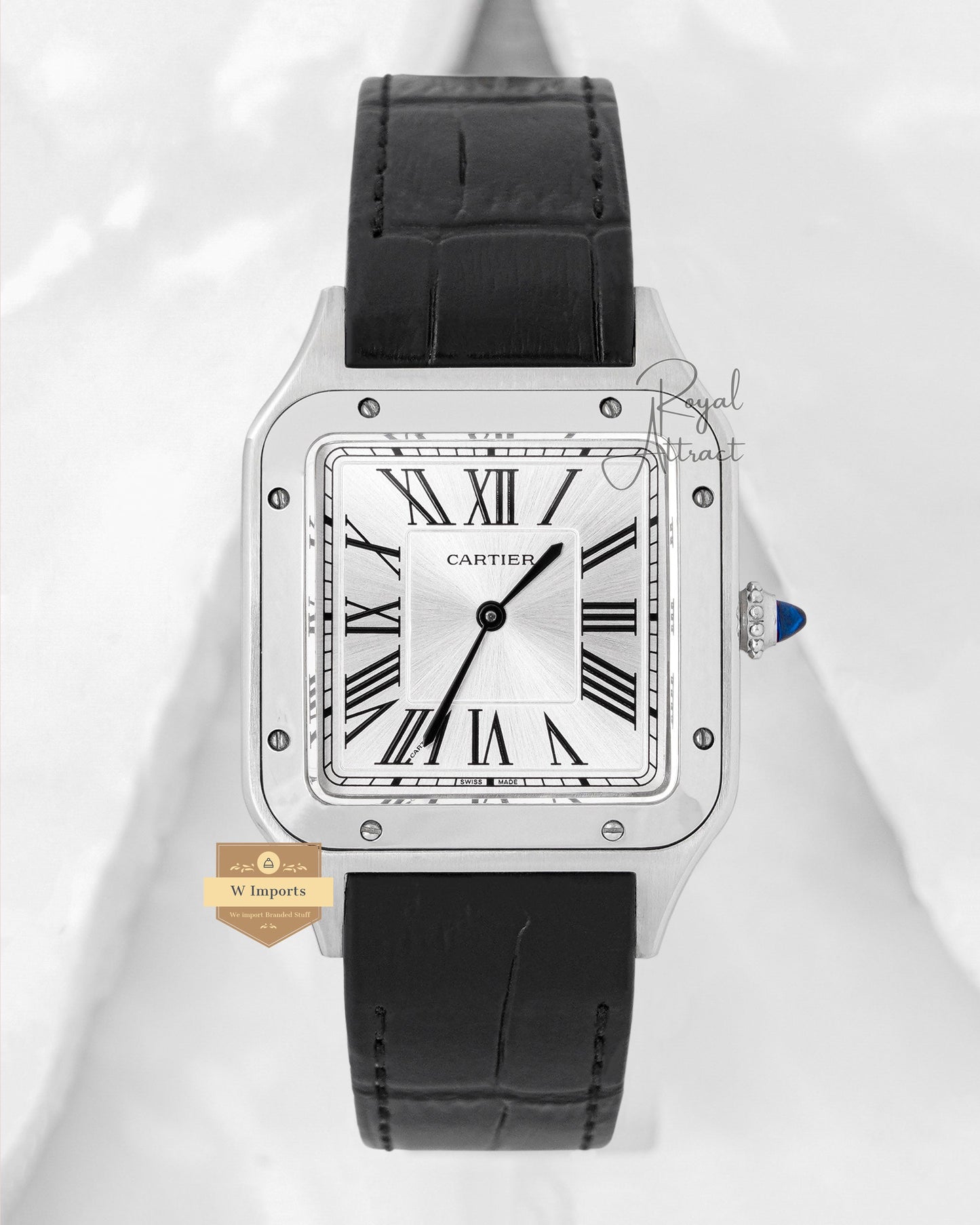 Latest Men Premium Collection All Silver Case With Dial Leather Strap