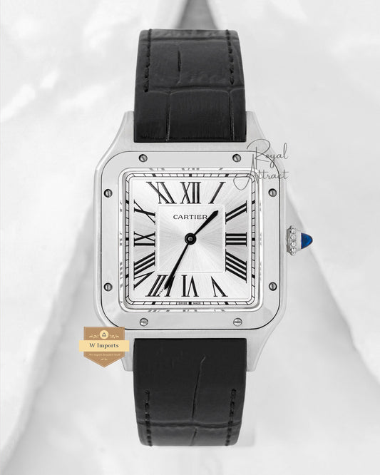 Latest Men Premium Collection All Silver Case With Dial Leather Strap