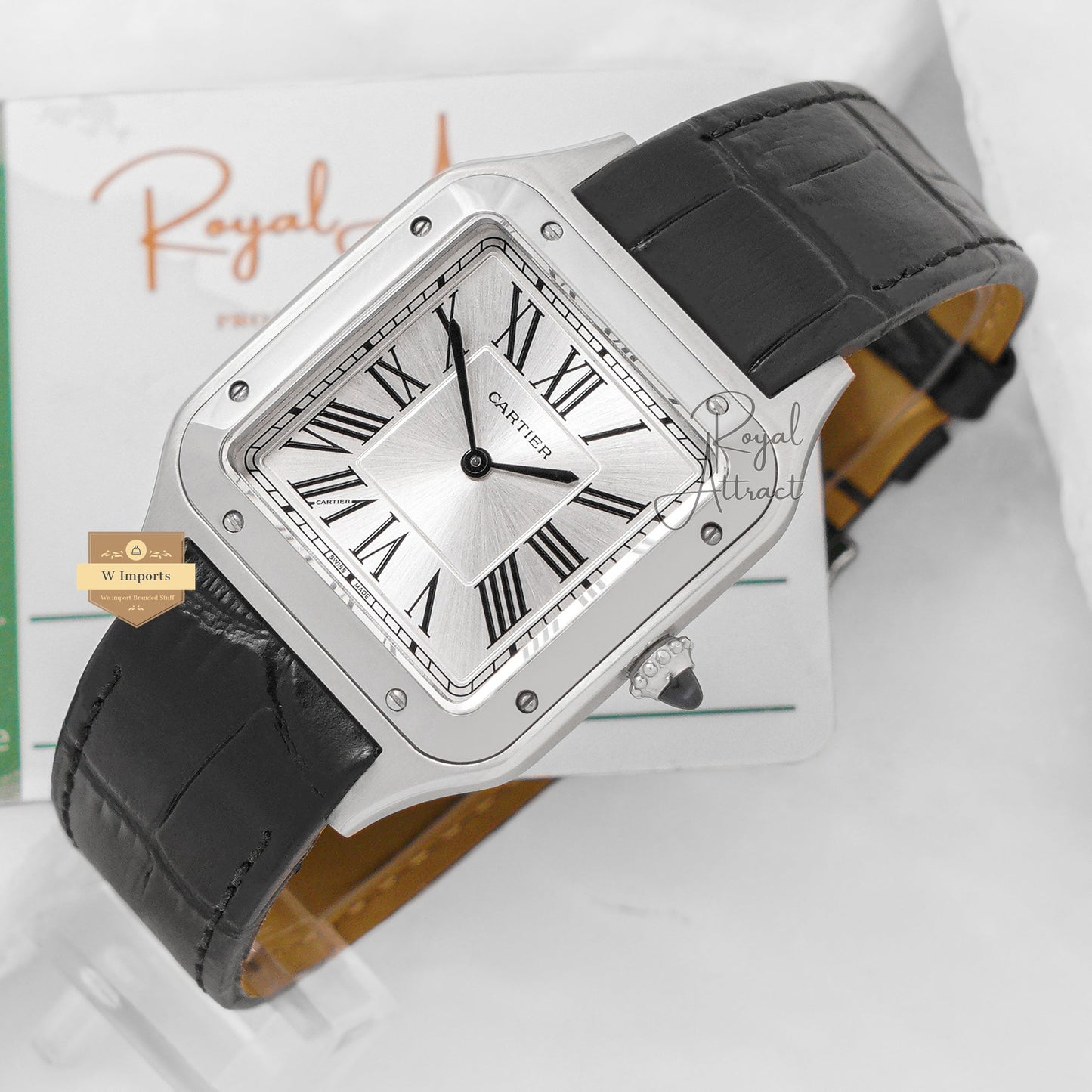 Latest Men Premium Collection All Silver Case With Dial Leather Strap