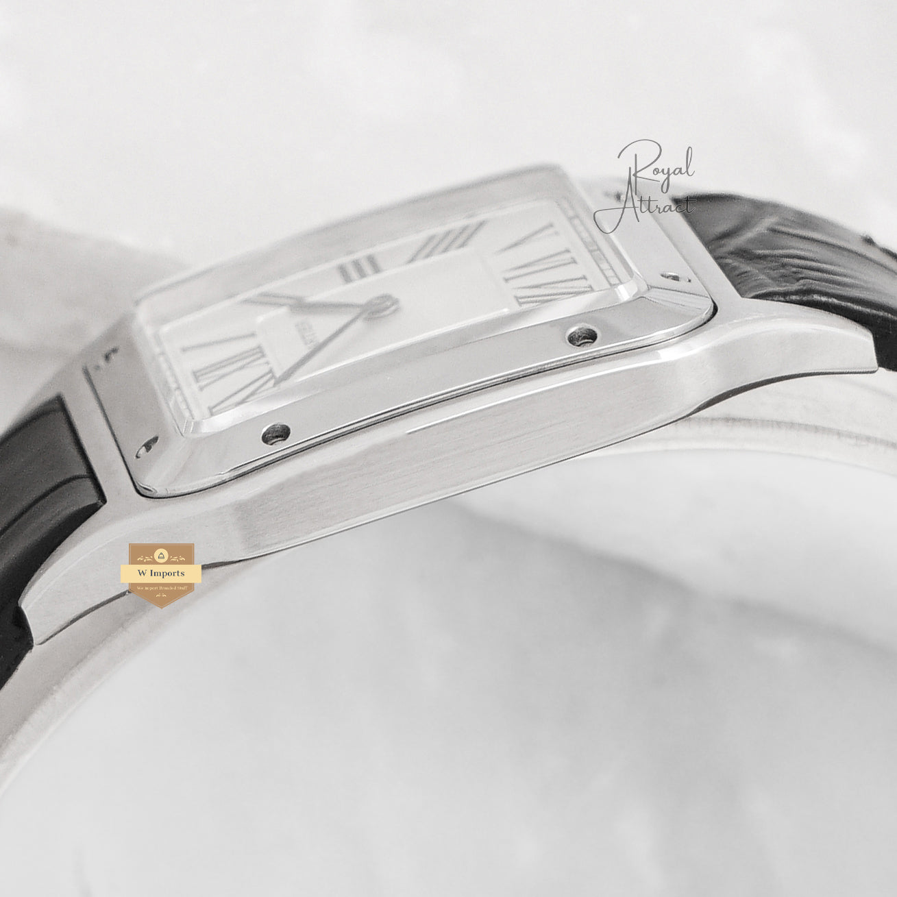 Latest Men Premium Collection All Silver Case With Dial Leather Strap