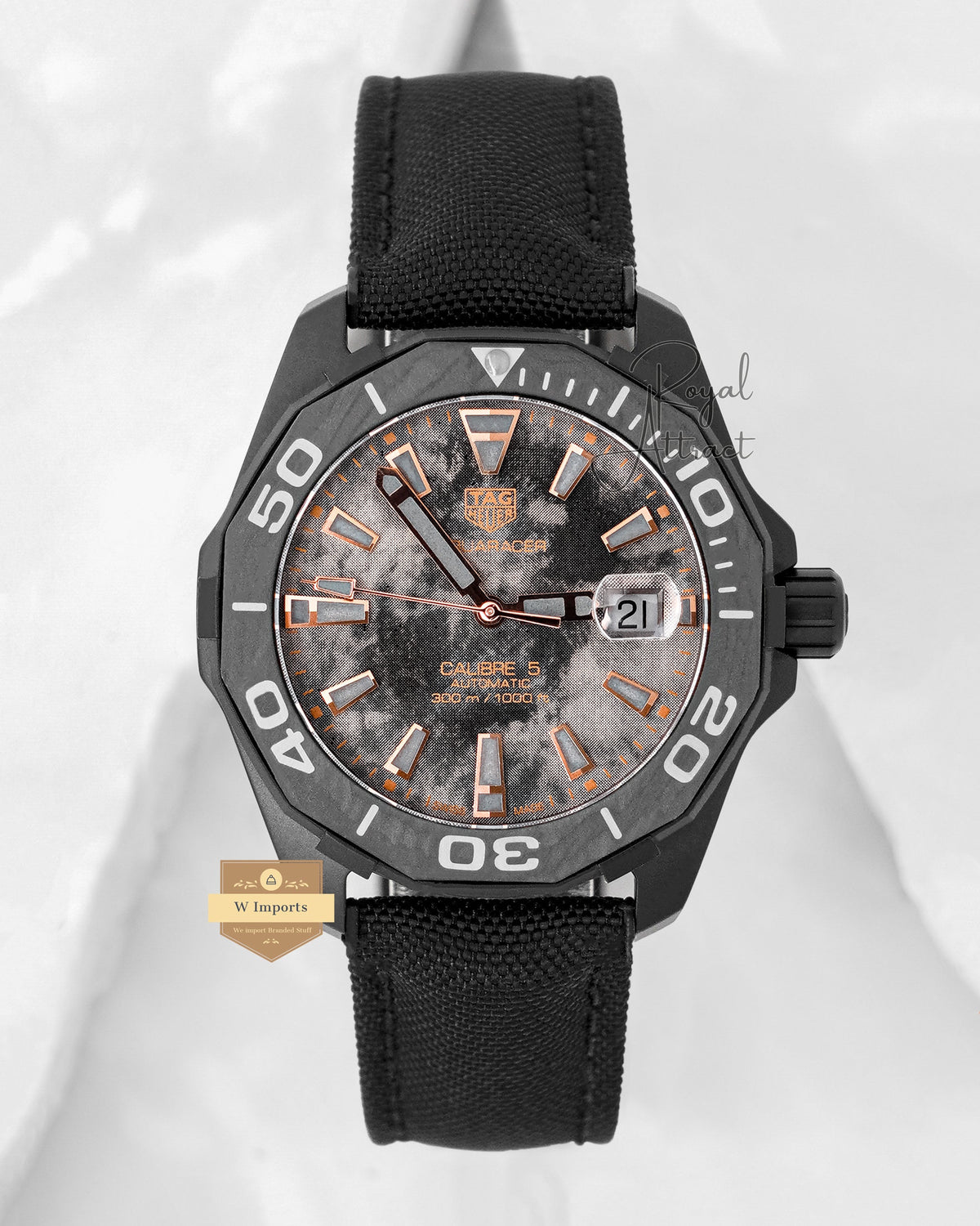 Premium Collection Black Aqua Carbon Automatic Watch With Complete Box