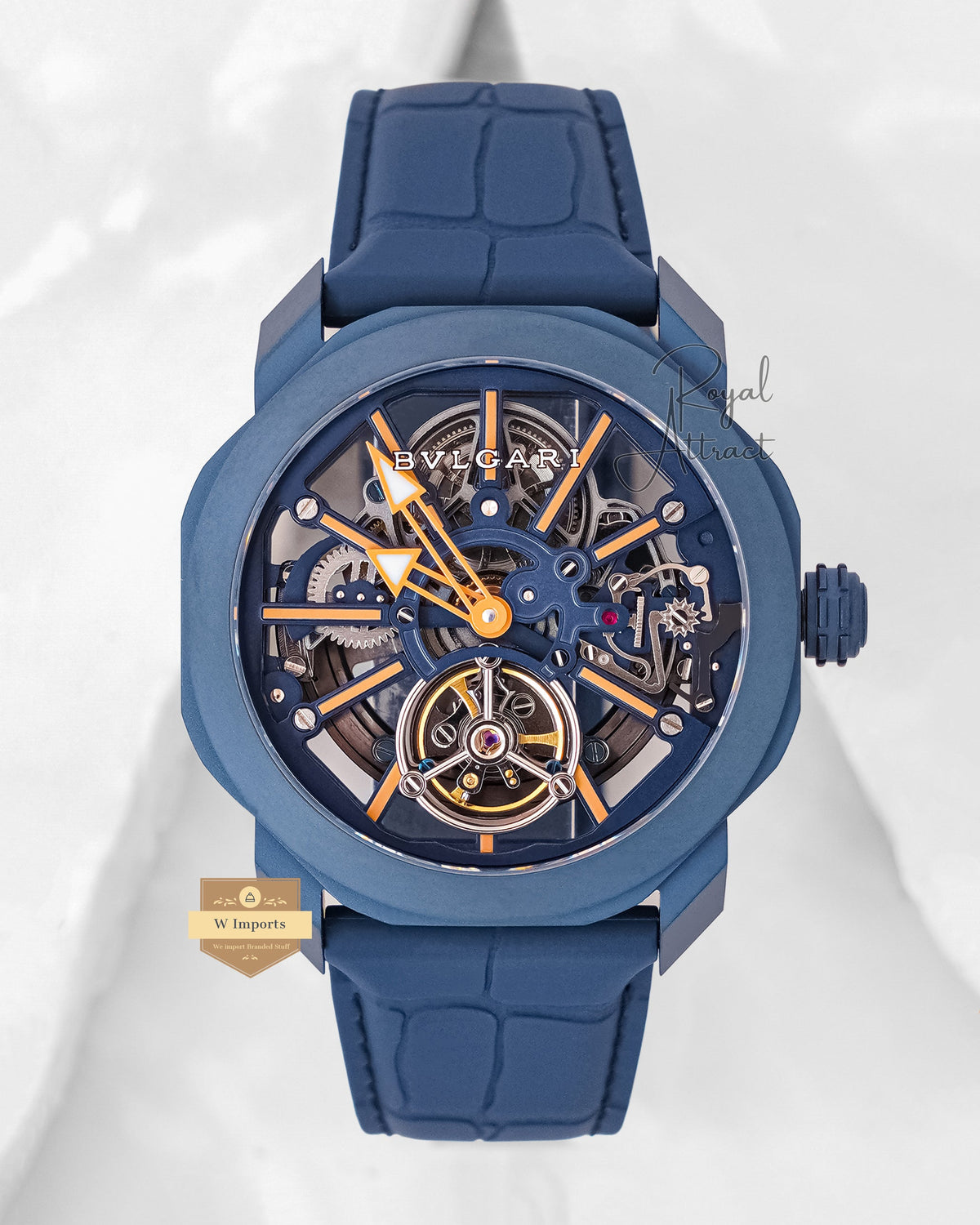 Latest Collection Tourbillon All Blue Case With Dial And Strap Automatic Watch