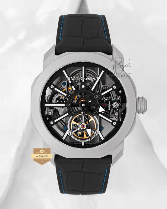 Latest Collection Tourbillon Silver Case With Skeleton Dial Automatic Watch