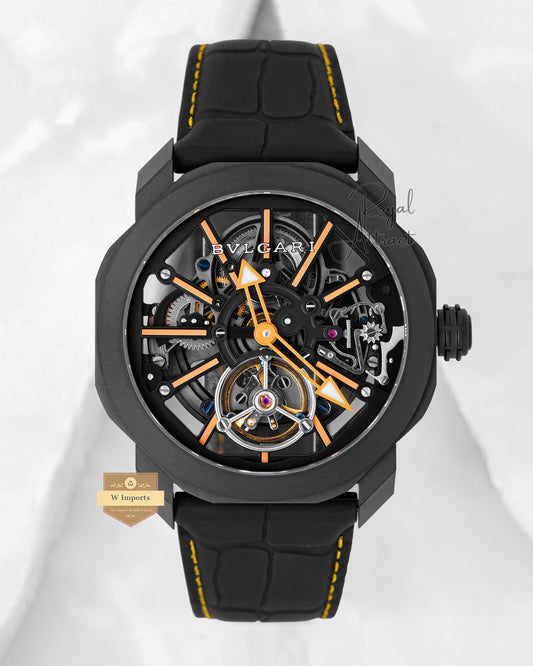 Latest Collection Tourbillon All Black Case With Dial And Strap Automatic Watch