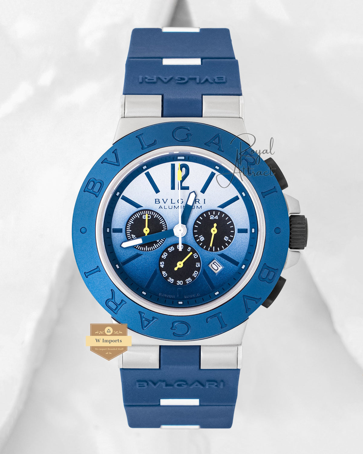 Latest Collection Chronograph Silver Matt Case With Blue Dial & Rubber Strap