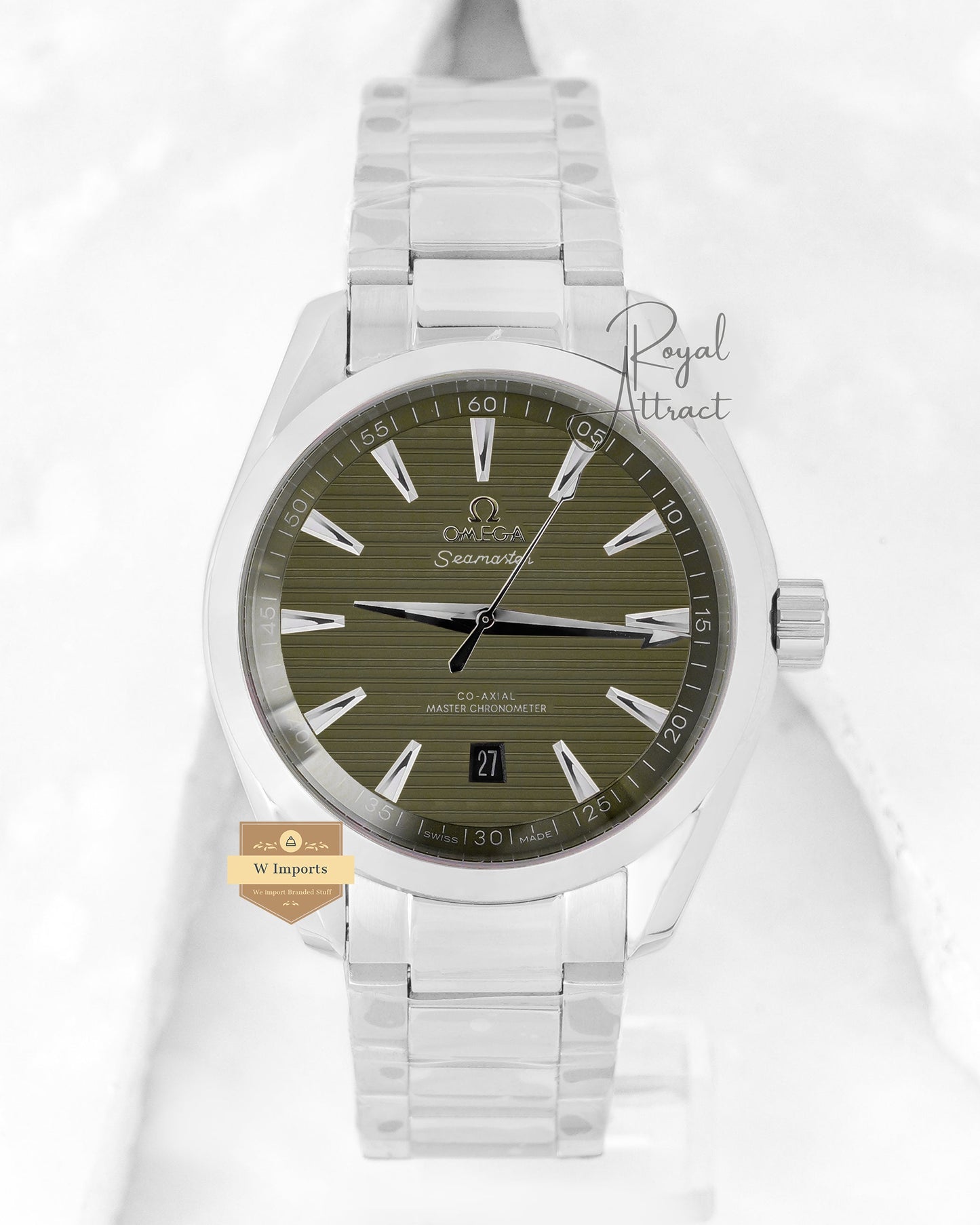 New Collection Silver With Sun brushed Green Dial Automatic Watch