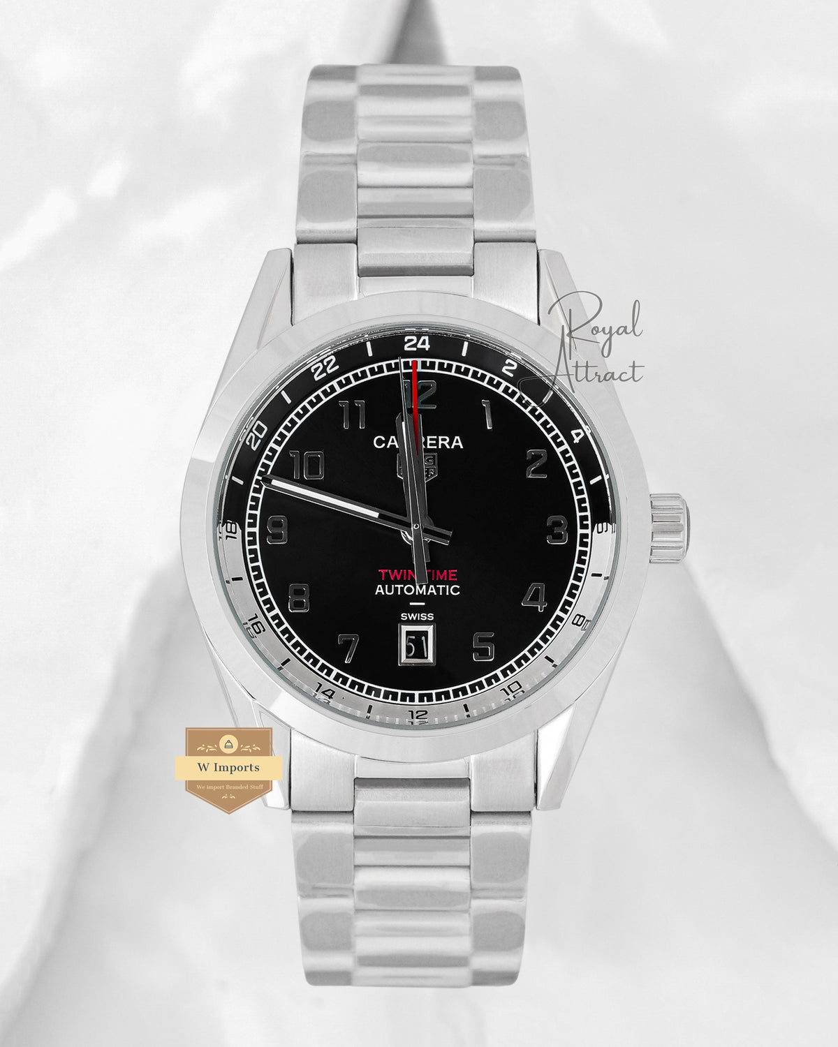 Latest Collection Silver With Black Dial Automatic Watch For Men