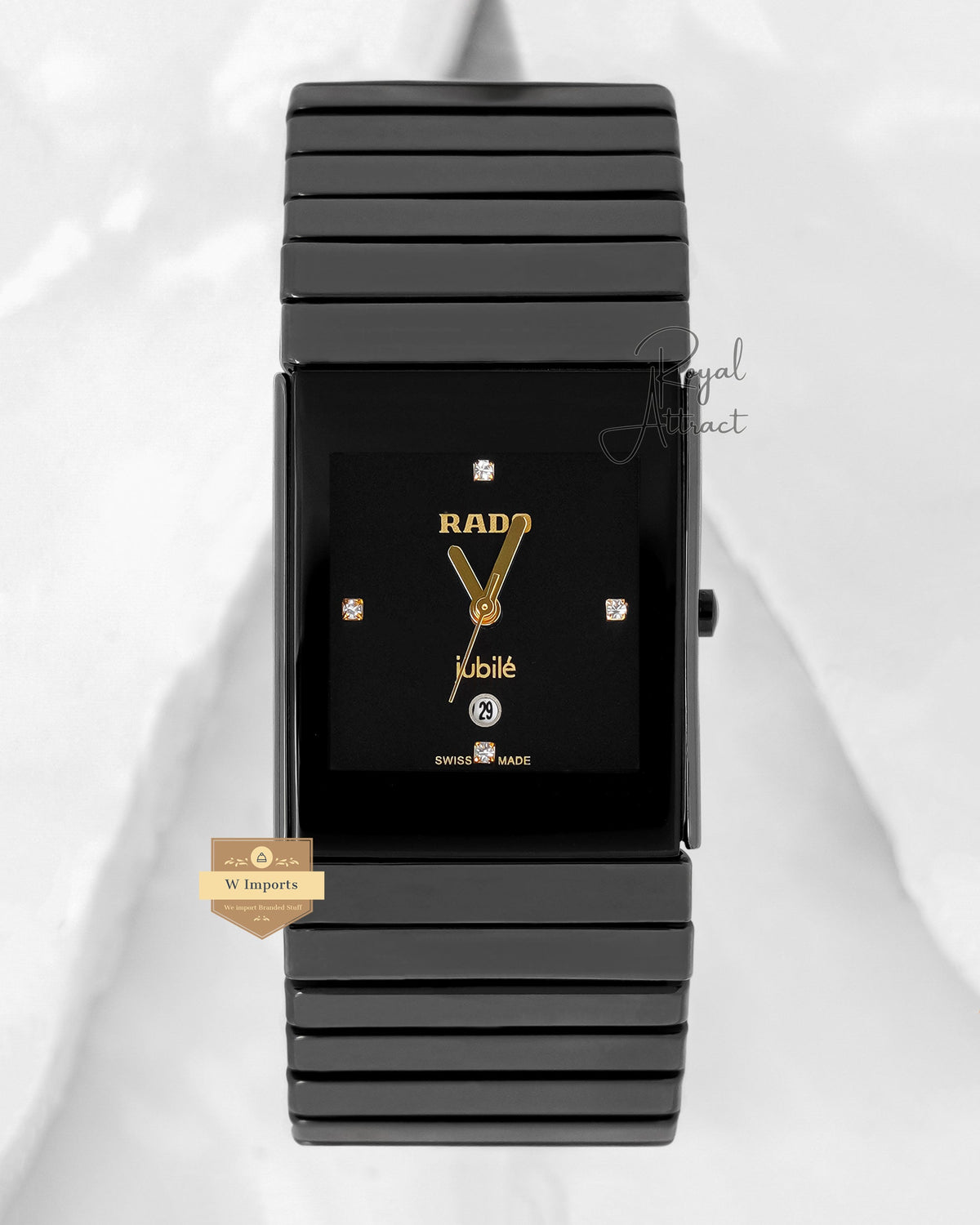 Latest Collection All Black With Dial Stone Figure Chain Watch (Small)