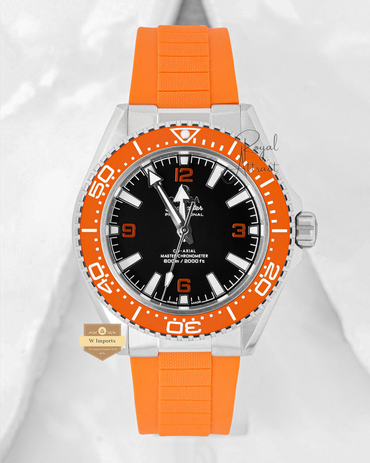 Latest Collection Silver Case With Black And Orange Strap Automatic Watch