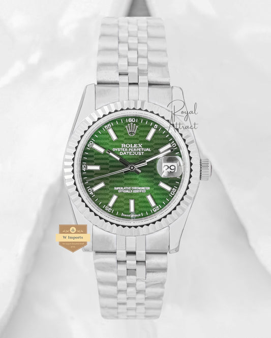 Latest Collection 36 Silver With Green Dial Automatic Watch V3 Factory