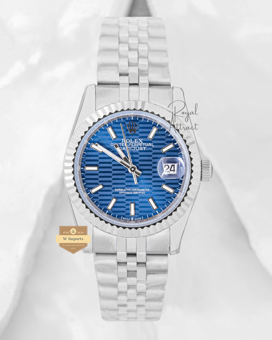 Latest Collection 36 Silver With Blue Dial Automatic Watch V3 Factory
