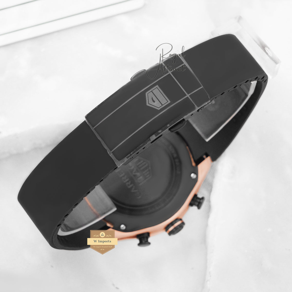 Latest Collection Chronograph Rose Gold Case & Skeleton Dial With Rubber Strap